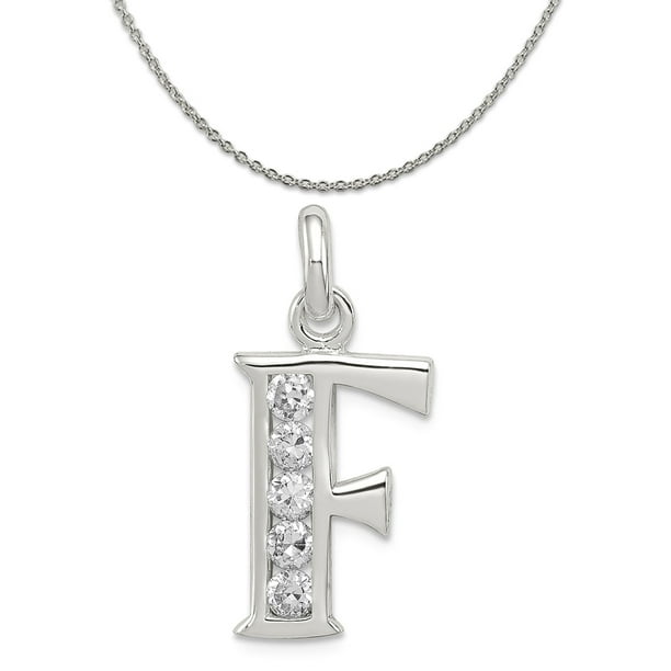 Sterling SIlver Synthetic CZ Initial F Pendant Sterling SIlver Synthetic CZ Initial F Pendant